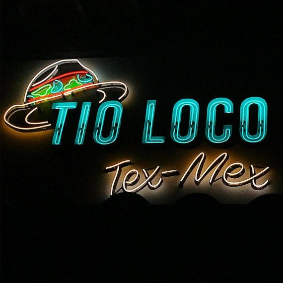 Neon signage for Tex-Mex restaurant